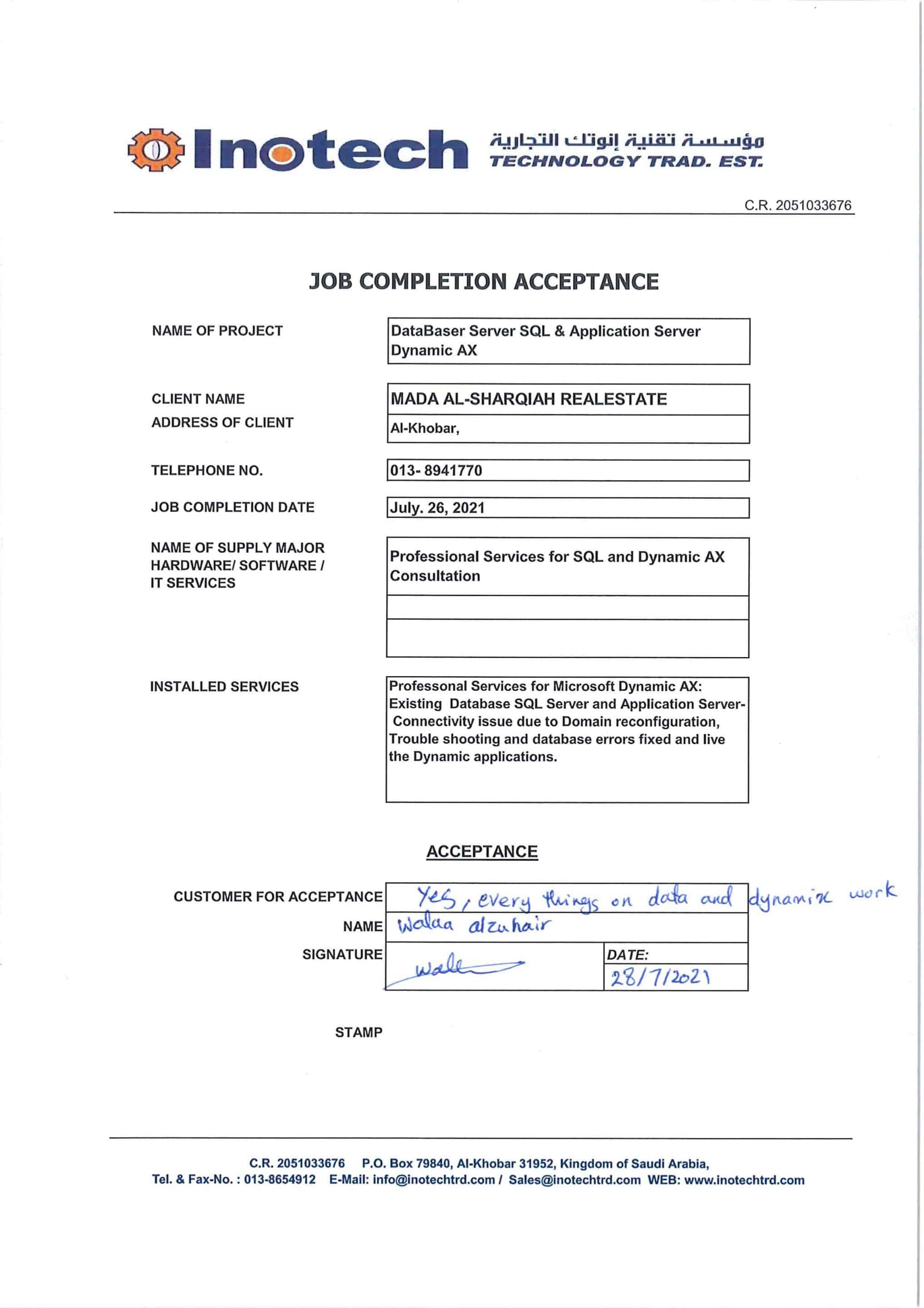 job completion Mada-acceptance-signed
